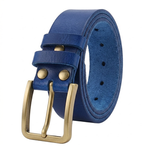 Cinturón de Cuero Vacuno Casual para Hombre, Estilo Retro, Acabado Lavado a Mano, Hebilla de Aleación, Diseño Trenzado Sólido - Product Image 4