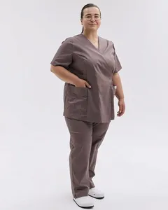 Wholesale Custom Canvas Tanning Salon Uniform Set Soft Breathable Tunic <b>Top</b> Pants Spa Specialist Apparel Low MOQ - Product Image 1