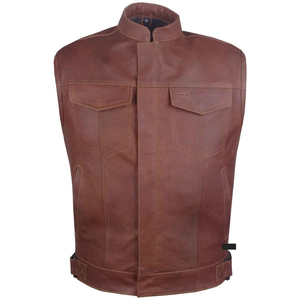 Chaleco de Cuero Estilo Vaquero para Hombre, Listo para la Aventura, con Ajuste Transpirable y Bolsillos Funcionales, Chaleco de Cuero Estilo Vaquero con OEM - Product Image 1