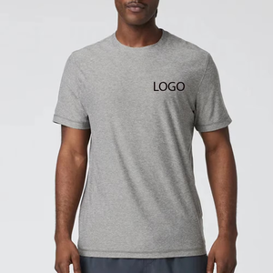 Camiseta de Hombre Gris Jaspeado con Logotipo Personalizado, Algodón Ultra Suave Premium, Cuello Redondo Informal, Manga Corta, Estilo Urbano Minimalista para Verano - Product Image 1