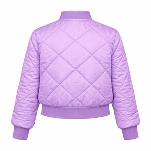 Chaqueta Bomber Acolchada con Diamantes para Mujer, Acabado Satinado en Morado Pastel, Ropa de Invierno, Proveedor OEM ODM, Wida Sports - Product Image 2