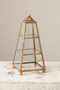 Gold Metal 3-Layer Pyramid Jewelry Box with Glass Shelves Modern Luxury <b>Storage</b> Display Case - Product Image 4