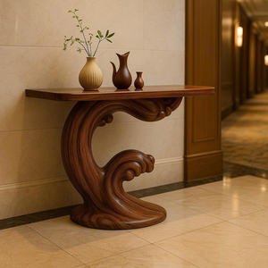 Table console en bois, table d'entrée, table console personnalisée, meubles de style campagnard, décoration d'hôtel étroite, design unique, sculpture artistique - Product Image 3