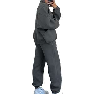 Ensemble survêtement molletonné à manches longues et pantalon de jogging oversize pour femme – Chaud et confortable pour l'hiver - Product Image 3