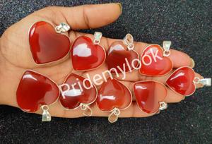 Colgante de Cornalina en Forma de Corazón con Engaste de Plata 925, Joyería Romántica, Amuleto, Regalo para Accesorio de Moda Unisex - Product Image 2