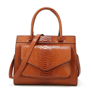Brown Polyester Grocery <b>Bag</b> with Zipper Pocket and Top Handles Printed Adjustable Washable Outdoor Use - Product Image 4
