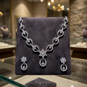 Juego de Collar y Pendientes de Diamantes Cultivados en Laboratorio con Certificación IGI, Oro Blanco de 18K, Joyería Fina de Lujo, Regalo para Novia, Boda o Fiesta - Product Image 5