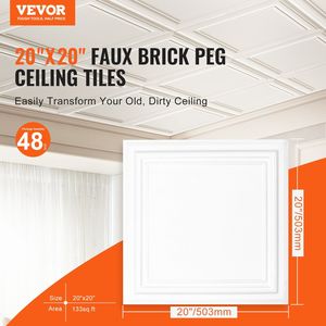 Confezione da 48 Piastrelle per Soffitto in Polistirolo Premium 20x20 Pollici, Facili da Installare/Tagliare, in Plastica da Incollare, Certificate CEI - Product Image 2