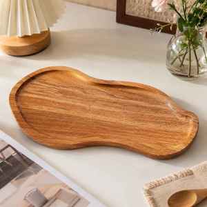Modern Design Acacia Wood Handicraft Jewelry Serving <b>Tray</b> for Wedding Diwali Occasions Decorative Candle Display <b>Storage</b> <b>Tray</b> - Product Image 5