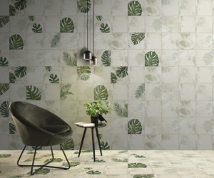 Carrelage Céramique Mat Brillant 200x200mm Lilas Amazonia Fiore Base, Collection Miami, Motif Floral Feuille Tropicale, pour Mur, Salle de Bain, Chambre, Extérieur - Product Image 3