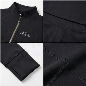 Noath Approach Women's Full Zip Yoga Jacket Solid Black Spandex Polyester Active Stretch Seamless Design Front Logo - Product Image 4