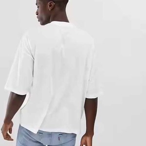 Vente en gros de t-shirts blancs en coton 100% 210g, col rond, streetwear, hip hop, t-shirt uni personnalisé, t-shirt blanc uni pour hommes - Product Image 2