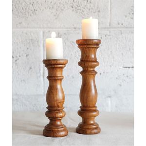 Portavelas de Pilar de Madera de Acacia Hecho a Mano, Soporte Rústico de Lujo para Velas Cónicas, Decoración Moderna de Mediados de Siglo para el Hogar y Bodas, Centro de Mesa - Product Image 2