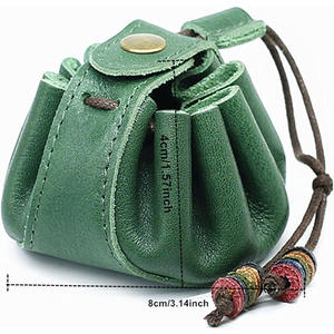 Bolsa de cuero genuino de alta calidad, estilo cordón, portátil, personalizada, para dados y monedas - Product Image 3