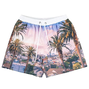 Shorts en maille pour hommes de haute qualité professionnels, design personnalisé, séchage rapide, motif floral et crâne à la mode, logo gravé au laser - Product Image 4