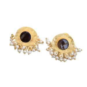 Aretes de Latón de Moda para Exportación, Estilo Moderno, Hechos a Mano, con Baño de Rodio, Piedras Semipreciosas, Venta al Por Mayor - Product Image 1