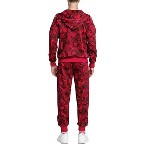 Ensemble de survêtement camouflage rouge pour homme, sweat-shirt à capuche zippé et pantalon, style streetwear respirant, coupe classique, pour l'automne - Product Image 2