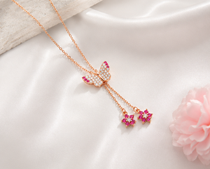 Collar con Colgante de Mariposa en Plata de Ley 925, Chapado en Oro de 18K, con Borla de Circones y Flor, Moderno y Elegante para Mujer - Product Image 3
