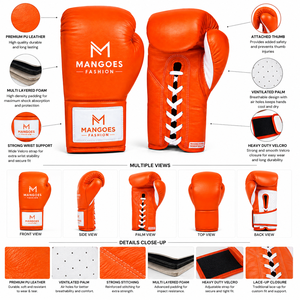 Gants de boxe professionnels en dentelle, en cuir véritable, pour l'entraînement et le sparring, design personnalisé, vente en gros directe d'usine - Product Image 6