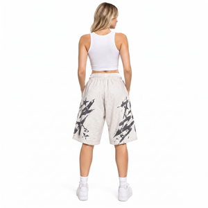 Women Printed Bagyy Sweat <b>Shorts</b> Drawstring Waist Winter Wear Fleece <b>Shorts</b> <b>Ladies</b> Casual <b>Long</b> Sweat <b>Shorts</b> With Side Pockets - Product Image 4