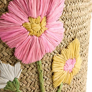 Juego de 3 Cestas de Almacenamiento Hechas a Mano con Bordado Floral de Pasto Marino Natural, Venta al por Mayor, Ecológicas, Hechas en Vietnam - Product Image 4