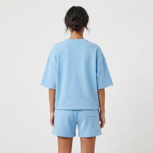 New Fashion Women's Solid-Color Casual Wear Short Sleeve T-Shirt & Short <b>Set</b> Customized OEM and ODM Serviced Women <b>Twin</b> <b>Set</b> - Product Image 5