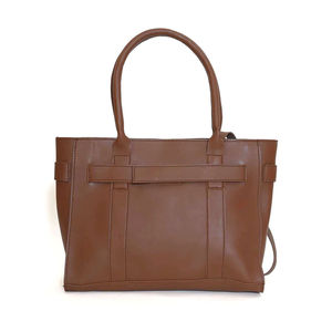 <b>Brown</b> Genuine Leather Tote Bag Large Capacity Shoulder Handbag Zipper Closure Portable Women Travel Bag - Product Image 1
