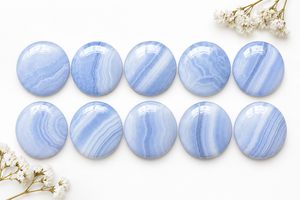 Cabujón de Ágata Corte Ovalado Azul Encaje, Piedra Preciosa Natural, Tamaños y Formas Variadas, Sueltas para Joyería, 20% de Descuento, Regalo - Product Image 5
