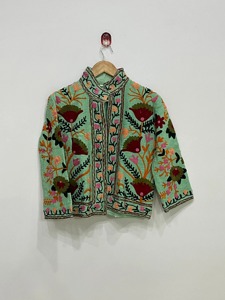 Chaqueta de algodón bordada con motivos florales de estilo chino, cuello mandarín, manga larga, ropa exterior informal para adultos, ropa de primavera - Product Image 1
