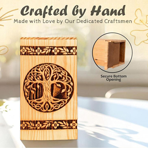 Personalized Memorial Wooden Urn Box Wooden Cremation Urn for Human Remains Walnut Wooden Funeral Urn Wholesale by AYAANS - Product Image 2