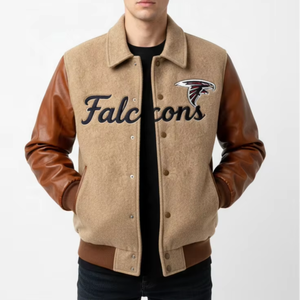 Vestes universitaires unisexes en cuir et laine, fabriquées en usine, services OEM, coupe classique, style streetwear, chaudes pour l'hiver, avec lettres brodées, pour hommes et femmes. - Product Image 1