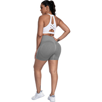 Shorts de sport gris melé de haute qualité, taille haute élastique sans couture, effet ventre plat et rehaussement des fesses, pour la course, la gym, le fitness, le yoga et le cyclisme