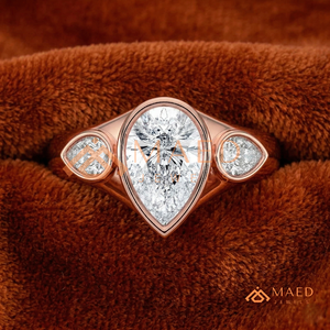 14K Rose Gold Pear Cut Moissanite Three <b>Stone</b> Engagement Ring Bridal Jewelry Gift Women USA Trend - Product Image 1