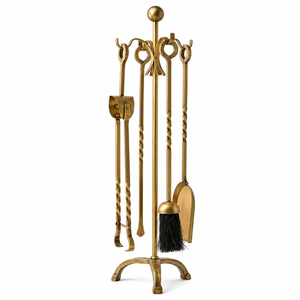Modern Antique Brass Fireplace <b>Tool</b> Set Vintage Gold Hearth Decoration <b>Fire</b> <b>Tools</b> Kit Wholesale Companion Set With Stand - Product Image 6