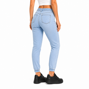 High Quality Women <b>Denim</b> Jeans High Elastic Drawstring Waist Cuffed Ankle <b>Stretch</b> <b>Denim</b> Trousers Casual Washed <b>Denim</b> Jeans - Product Image 6