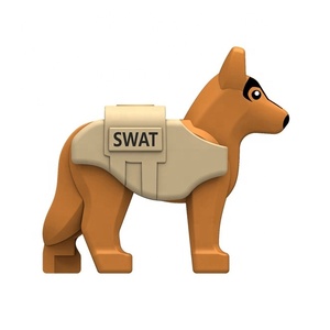 MOC ville militaire animaux Police chien blocs de construction SWAT <span class=keywords><strong>Mini</strong></span> figurines gilet pour animaux de compagnie accessoires briques jouets - Product Image 2