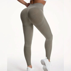 Leggings de sport pour femmes à taille élastique, prix de gros, logo personnalisé, pour yoga et gym, collants de compression - Product Image 3
