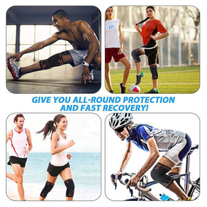 Genouillère de soutien pour femme noire avec surpiqûres rouges, attelle de compression élastique pour la course à pied et l'entraînement en salle de sport - Product Image 3