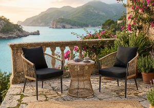 Set of 3 Pieces of Rattan <b>Outdoor</b> Bistro Set <b>Round</b> Coffee <b>Table</b> Rattan Patio Set for Garden, Living Room Balcony Made in Vietnam - Product Image 5