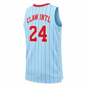 เสื้อบาสเก็ตบอล CLAW INTL สีฟ้าอ่อน เบอร์ 24 คอสูง สำหรับผู้ชาย วัยรุ่น ผ้าตาข่าย ระบายอากาศ แห้งเร็ว สายปรับได้ทุกขนาด - Product Image 2