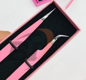 Pince à épiler d'extension de cils en acier inoxydable rose personnalisée professionnelle forte adhérence Logo personnalisé pointe pointue durable personnalisée - Product Image 5