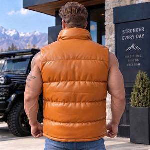 <b>Men's</b> Genuine Sheep <b>Leather</b> Breathable Windproof Puffer <b>Vest</b> | 100% Polyester Filling Autumn Use - Product Image 6