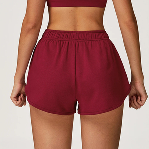 Shorts de sport tricotés bleu marine taille haute pour femme, taille élastique, respirants, coupe régulière, couleur unie, pour tenue active - Product Image 5
