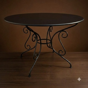 Wholesale Luxury European Custom Design Hand Forged Powder Coated <b>Metal</b> Wrought Iron Dining <b>Table</b> Durable Weather Resistant - Product Image 3