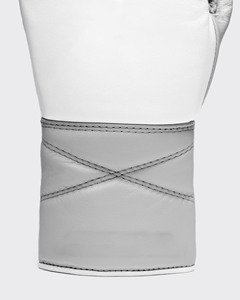 Guantes de boxeo de cuero blanco con cierre de cordones en la muñeca, diseño transpirable para adultos, antideslizantes, antiimpactos, profesionales para KickBoxing y MMA - Product Image 4