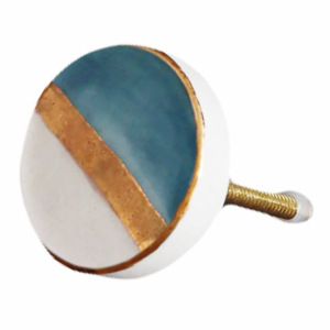 Ceramic Cabinet <b>Knob</b> Round Blue White <b>Copper</b> Stripe Industrial Drawer Handle Kitchen Wardrobe Bedroom Furniture Decor Durable - Product Image 6