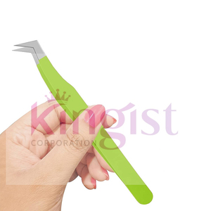 Japanese Stainless Steel Eyelash Extension Eyebrow Tweezers Set 5 <b>Tools</b> Including Straight Curved 45 90 Degree Angled Tweezers - Product Image 5
