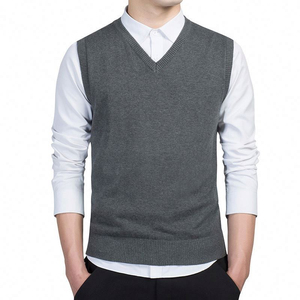 <b>Men's</b> Retro V-Neck <b>Knit</b> Sweater Vest – Solid Color Casual Business Pullover Sleeveless <b>Waistcoat</b> for Work & Everyday Wear - Product Image 5