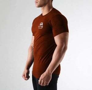 GYM ACTIVE <b>Men's</b> Short Sleeve <b>Pink</b> Cotton Jersey <b>T</b>-<b>Shirt</b> Slim Fit O-Neck Quick Dry Eco-Friendly Breathable Sporty Front Logo - Product Image 2