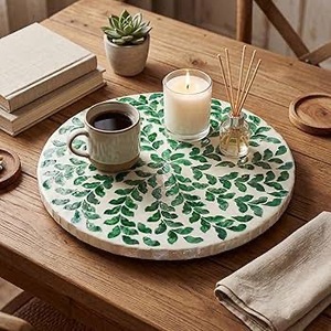 Plateau rotatif à double niveau pour épices ILAHI, plateau Lazy Susan réglable, multifonctionnel, imperméable, léger, couleur élégante - Product Image 1
